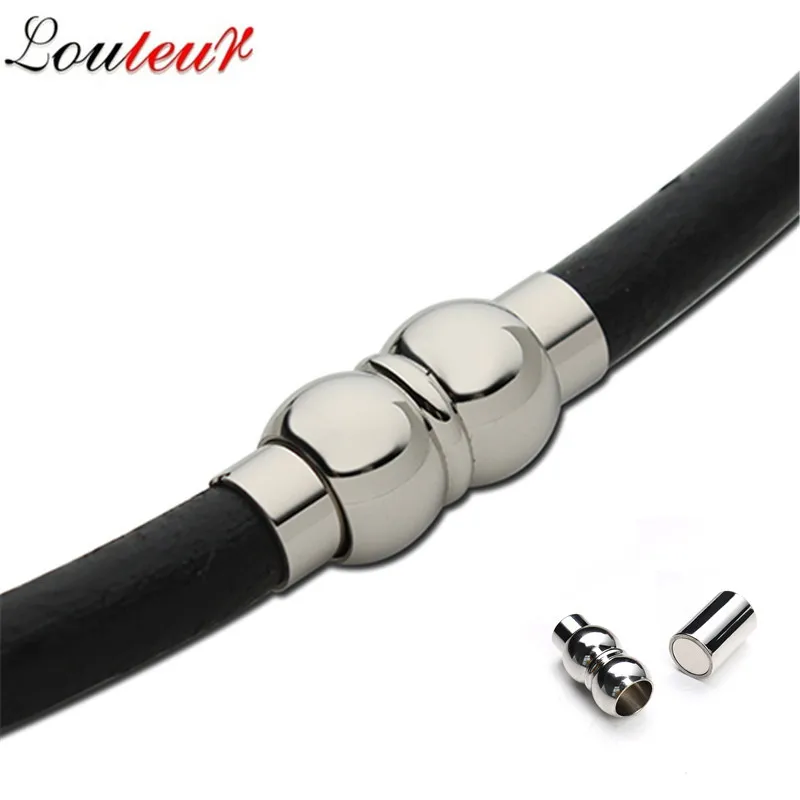

LOULEUR Hole Size 5mm Stainless Steel Magnetic Clasps Leather Cord Bracelet End Caps Bracelets Connector Findings Jewelry
