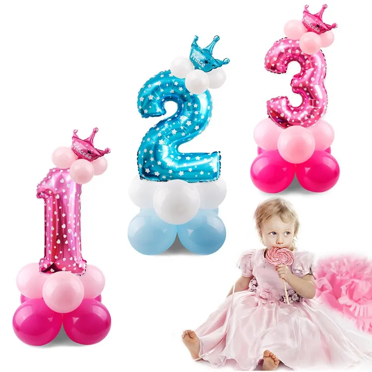 QIFU Baby Shower декор синий мальчик розовый девочка подарки воздушные шары из фольги в виде цифр латексные воздушные сувениры для вечеринки ко дню рождения 1-й первый воздушный шар на день рождения