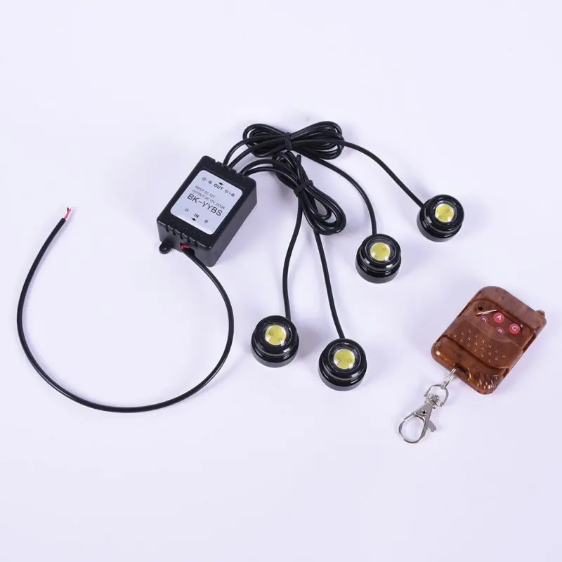 

New 4 in1 Kit 12V Hawkeye LED Car Emergency Strobe Lights DRL Wireless Remote Control For 2018