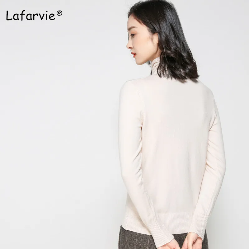 Lafarvie Autumn Winter Cashmere Blended Sweater Female Pullover Turtleneck Sweater Women Solid Color Pull Femme Knitted Jumper
