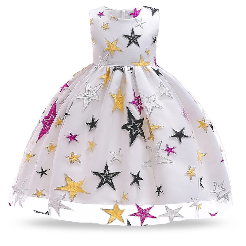 

2018 Winter Stars Long Sleeve Kids Dresses For Girls Children Flower Lace Girls Dress Party Wedding Princess Dress 4 2 10 Years