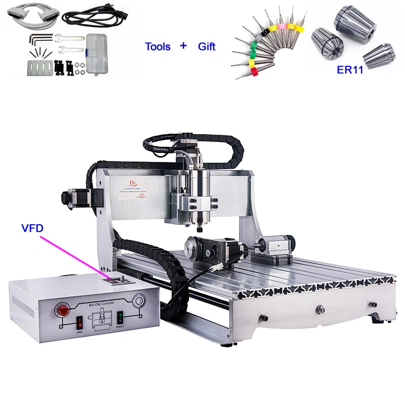 

4 Axis 6040 CNC 800W Spindle Motor Metal Cutting Engraving Machine Wood Router