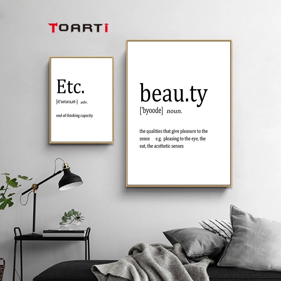 Vocabulary&Meaning Wall Art Minimalist Black&White Canvas Painting Nordic Vintage Posters&Prints Living Room Decoration Pictures (6)