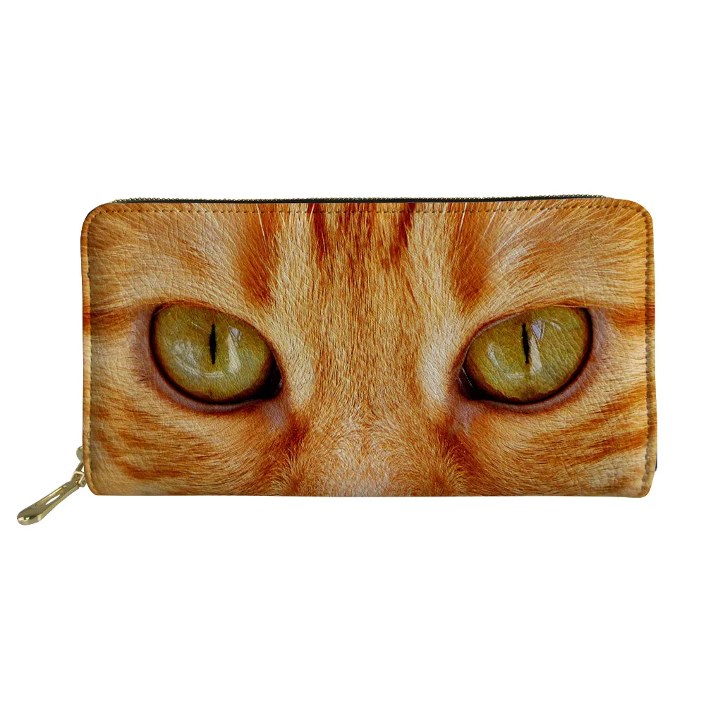 ELVISWORDS Cats Big Eyes Funny PU Leather Wallet for Women Daily