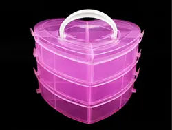 1 шт. Новый розовый любовь маленький трехслойный офисный Органайзер коробка для хранения прозрачный ПП-пластик шкатулка для ювелирных