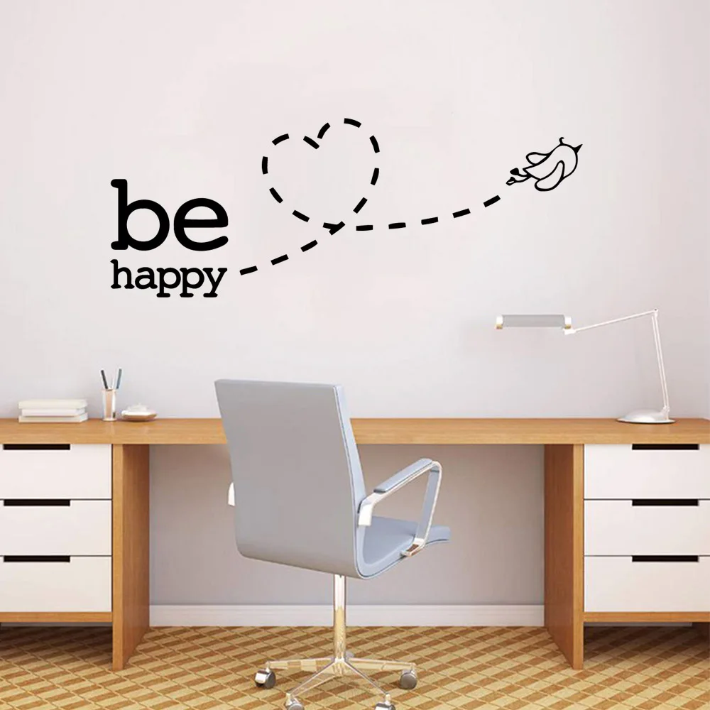 

be happy Wall Stickers Vinyl Home Decoration For Bedroom Nursery Decoration Decal Stickers