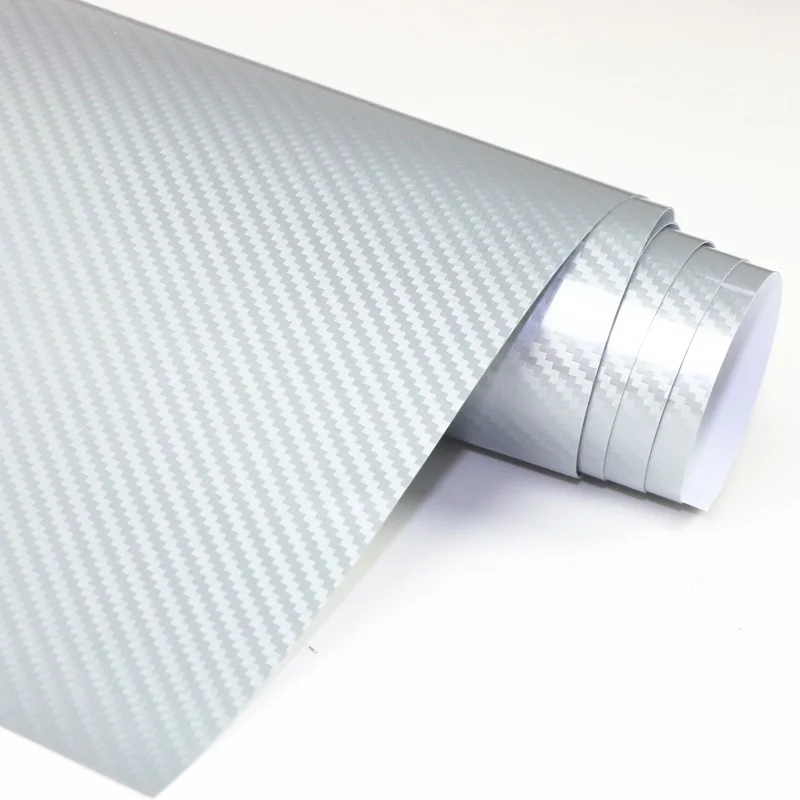 

152cm*30cm Car Styling silver 5D Carbon Fiber Vinyl Film high glossy warp Car Stickers Accessories Waterproof Automobiles