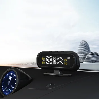 

Solar TPMS Car Tire Pressure Alarm Monitor System Display Intelligent Temperature Warning Fuel Save with 4 Sensors