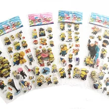 6 листов 3D мультфильм Миньоны объемные наклейки Переводные рисунки наклейки на стену для детей подарок плакат «сделай сам» Блокнот Наклейка украшение этикетки