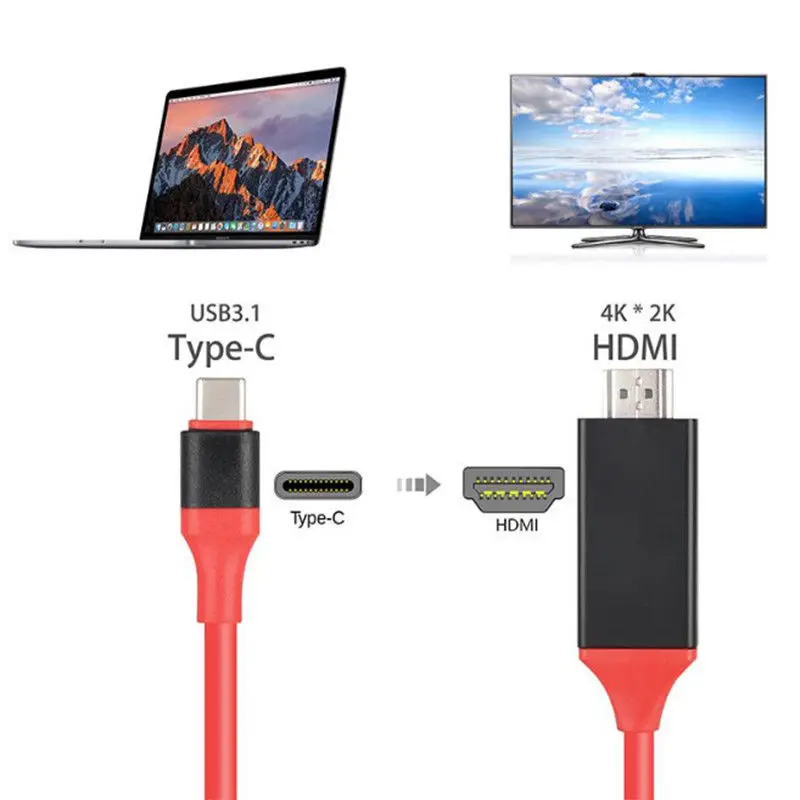USB 3,1 Тип C к HDMI HDTV AV ТВ Поддержка 4 K конвертер адаптер для компьютера Кабельное зарядное usb-устройство для Android huawei Xiaomi Mac