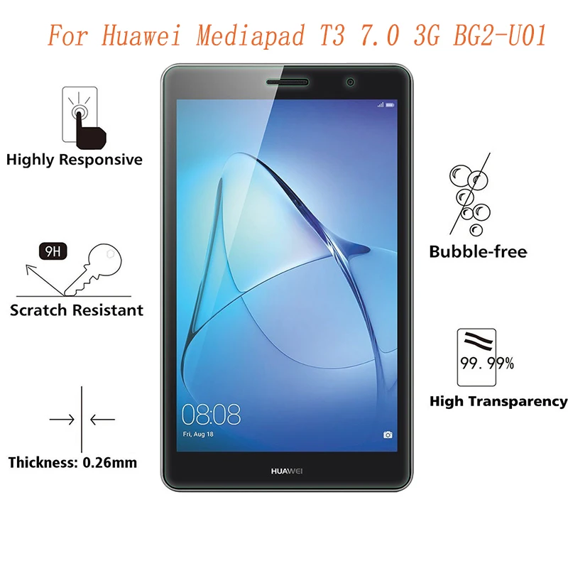 С уровнем твердости 9 H Экран протектор для huawei Mediapad T3 7,0 3g закаленное Стекло 4G/3g BG2-U01 для huawei T3 7 дюймов 4G защитное стекло 7"