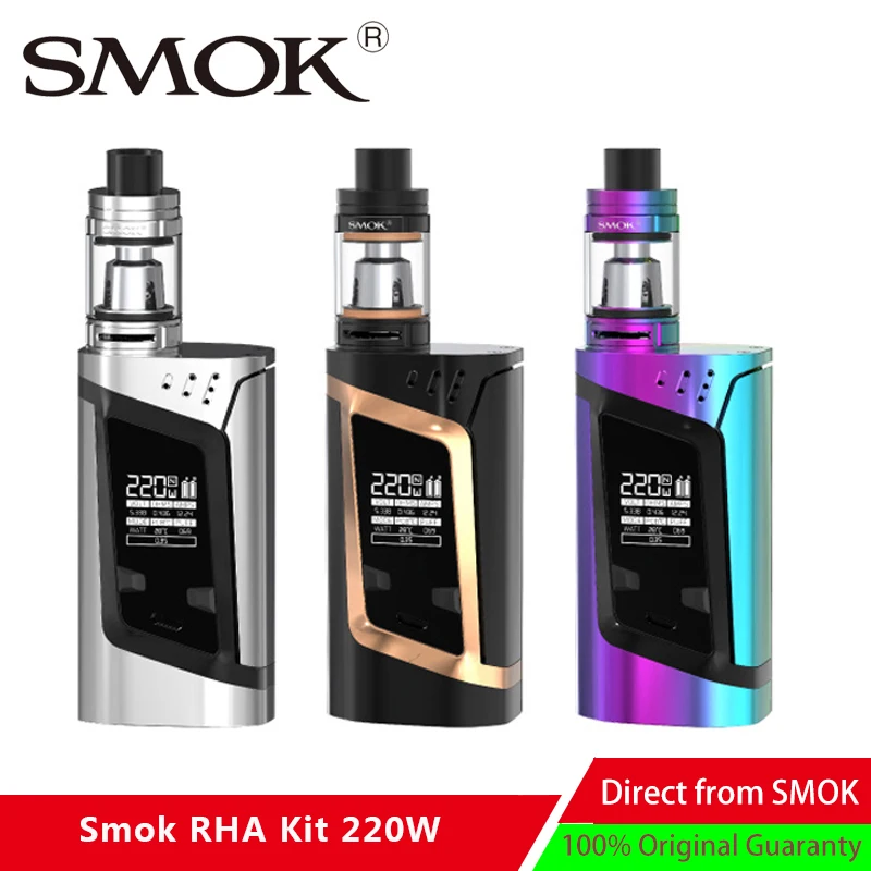 

Electronic Cigarette Original Smok RHA Kit 220W Electronic Vape mod with 3ml TFV8 Baby tank LED vaporizer Kit VS mag grip kit