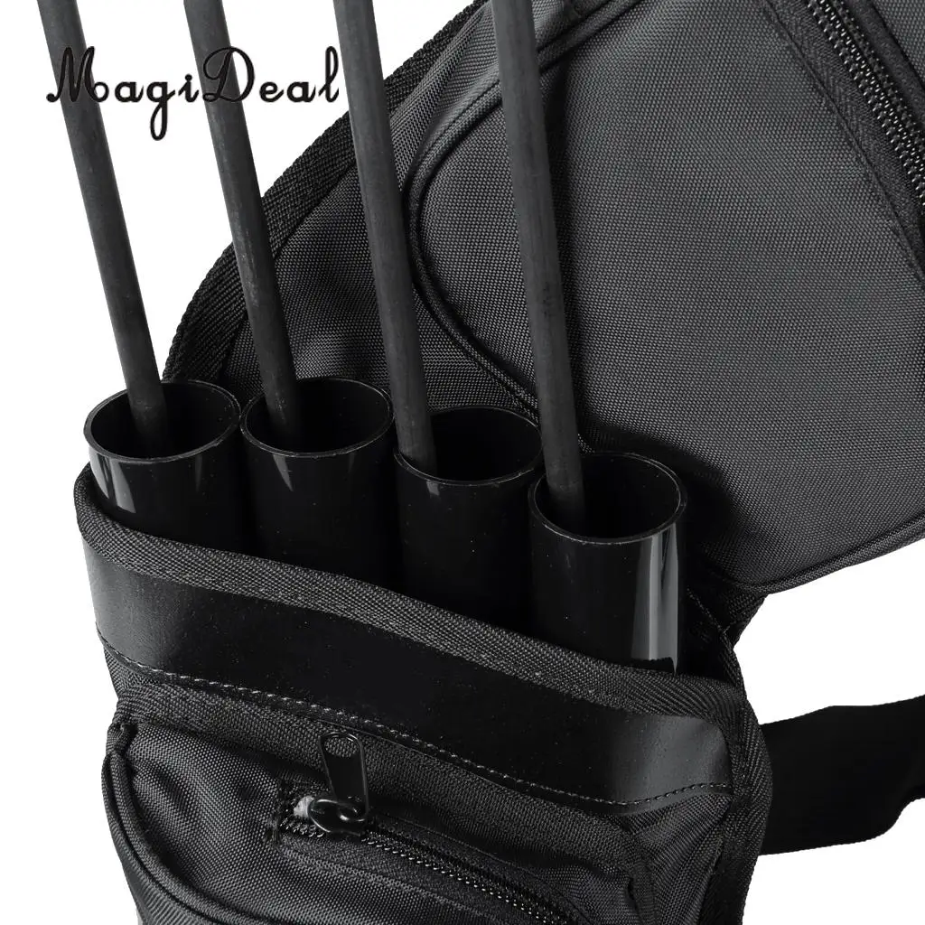 MagiDeal Archery Arrow Quiver Holder Belt Waist Recurve Bow Hunting 4 Tubes Black Back Side Quiver