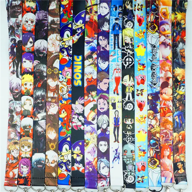 

Anime Neck Strap Lanyard Tokyo Ghoul Sonic The Hedgehog Yuri on Ice Kingdom Hearts Inuyasha ID badge holder keychain Lanyards 14