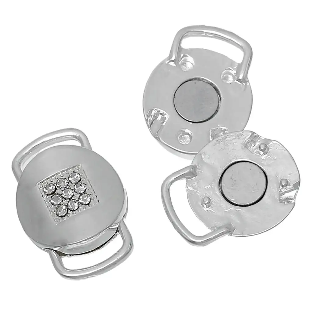 Doreen Box Magnetic Clasps Round Rhinestone 25mm 2 PCs