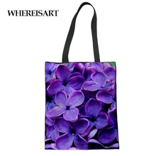 WHEREISART фиолетовый сиреневый многоразовый тканевый рюкзак сумка для покупок большая Холщовая Сумка Дорожная сумка через плечо переносная