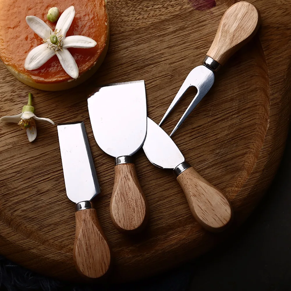 100 sets*4pcs/set Knives Bard Set Oak Handle Stainless Steel Slicer Cheese Knife Kit Baking