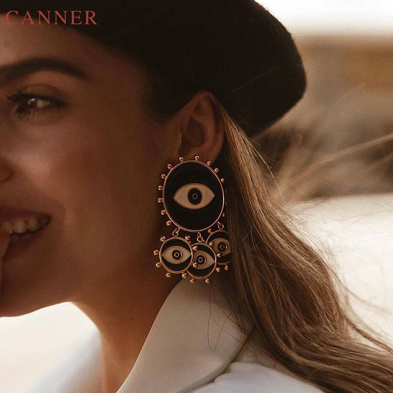 Vintage Statement Earrings for Women Long Dangle Earring pendientes mujer Gold Evil Eye Earrings 2019 Jewelry oorbellen C40