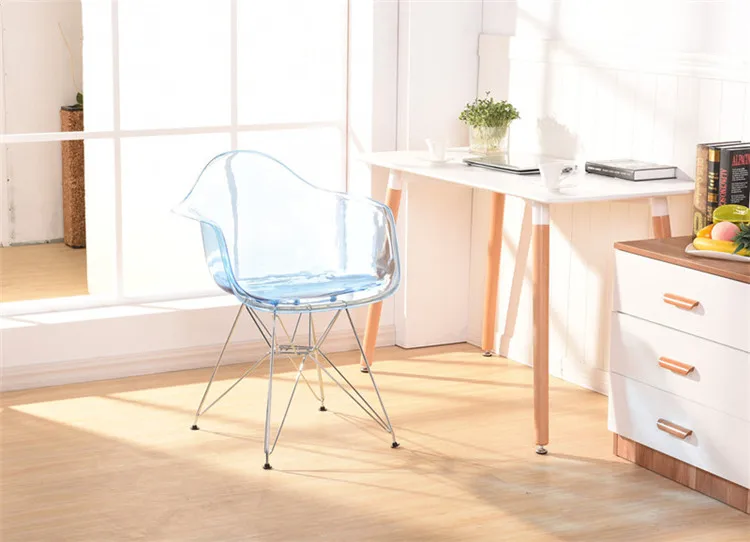 29%Simple Modern Home Back Dining Chair Plastic Chair Transparent Backrest Lounge Chair Meeting Office Coffee Shop