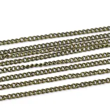 100 м/лот бронзовые звенья серебристого оттенка-открытая цепочка 3x2 мм