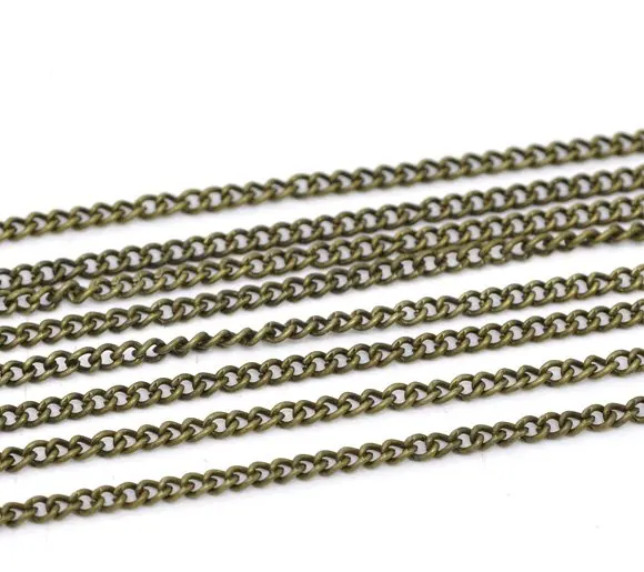 

Free shipping!!!!100m/lot Bronze Tone Link-Opened Curb Chain 3x2mm