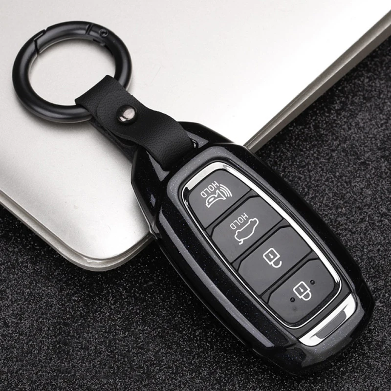 

1pc Car Key cover Keychain Protection Black Alloy key fob Case Cover For Hyundai Kona i30 ix35 2017-2018 Interior Accessories