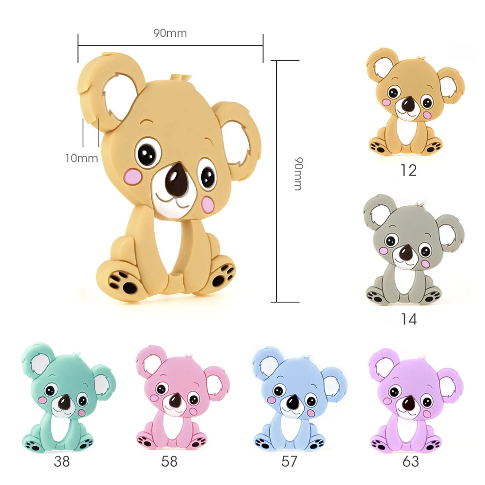 BPA Free Koala Baby Teether Silicone Beads For DIY Teething Necklace Gift Nurs Accessories Food Grade Silicone Teether Rodents