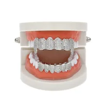 1 компл. Позолоченные хип-хоп ЗУБЫ Grillz Верхняя и нижняя гриль зубы грили Мода
