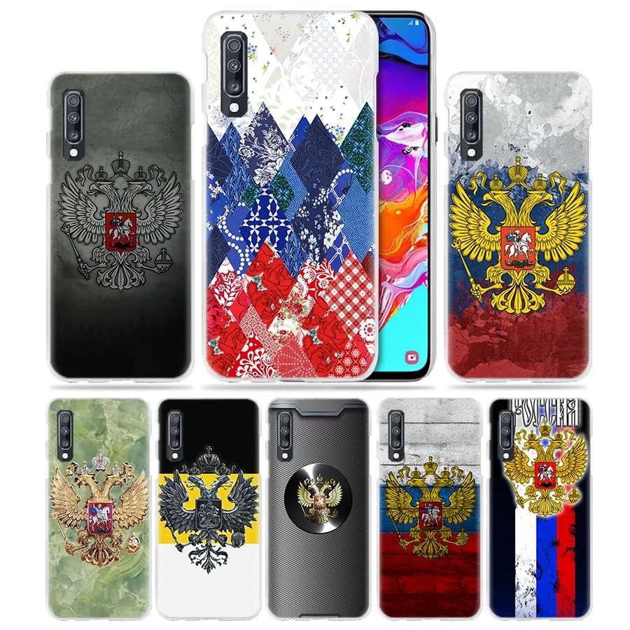 

Russian Flag Case for Samsung Galaxy A50 A70 A20e A40 A30 A20 A10 A8 A6 Plus A9 A7 2018 Hard Clear Plastic PC Phone Coque Cover