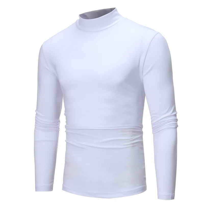 

Cross-border Supply 2018 Autumn New Men's Casual Small High Collar Long-sleeved T-shirt Bottoming Slim Solid Color Shirt