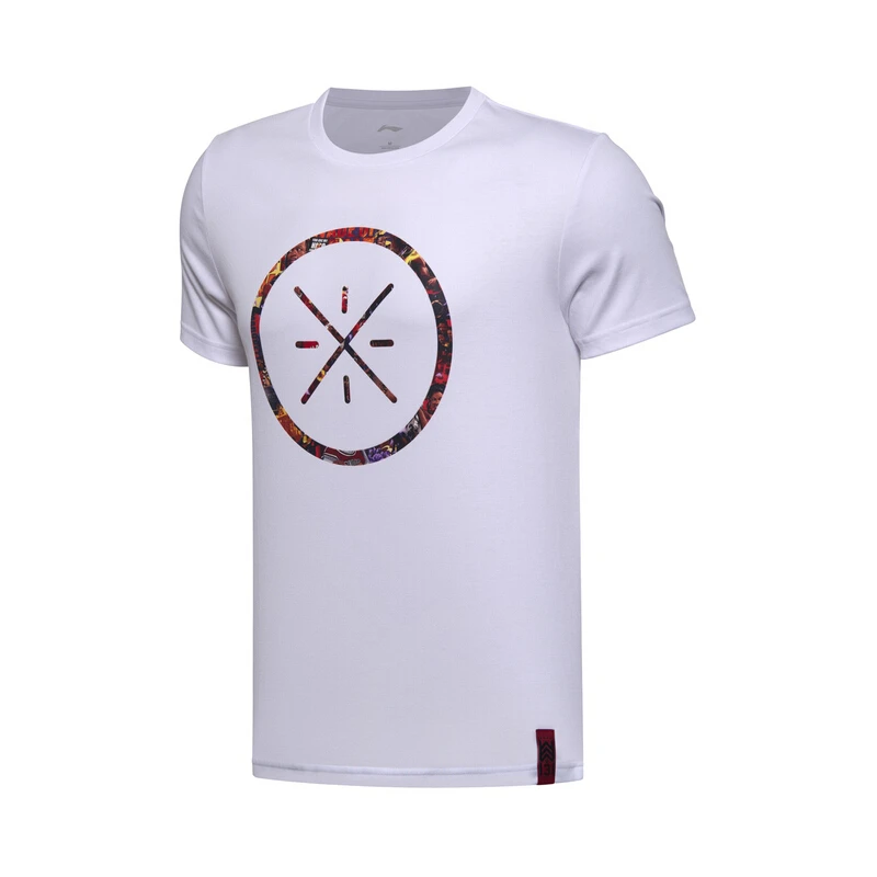 Li Ning Мужская баскетбольная майка с коротким рукавом 100% хлопок дышащая Удобная