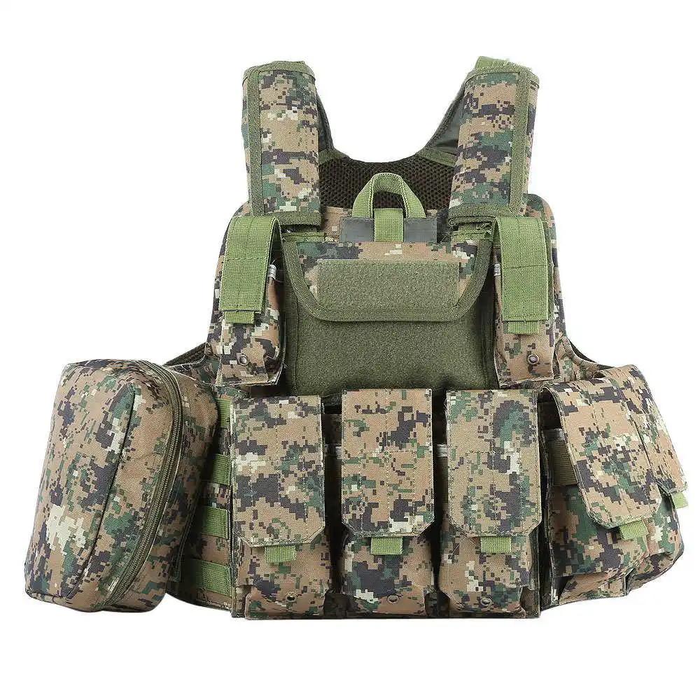 Охотничий Тактический Жилет с множеством карманов военный Molle Plate Carrier для мужчин страйкбол охота черный камуфляж жилет - Цвет: 01