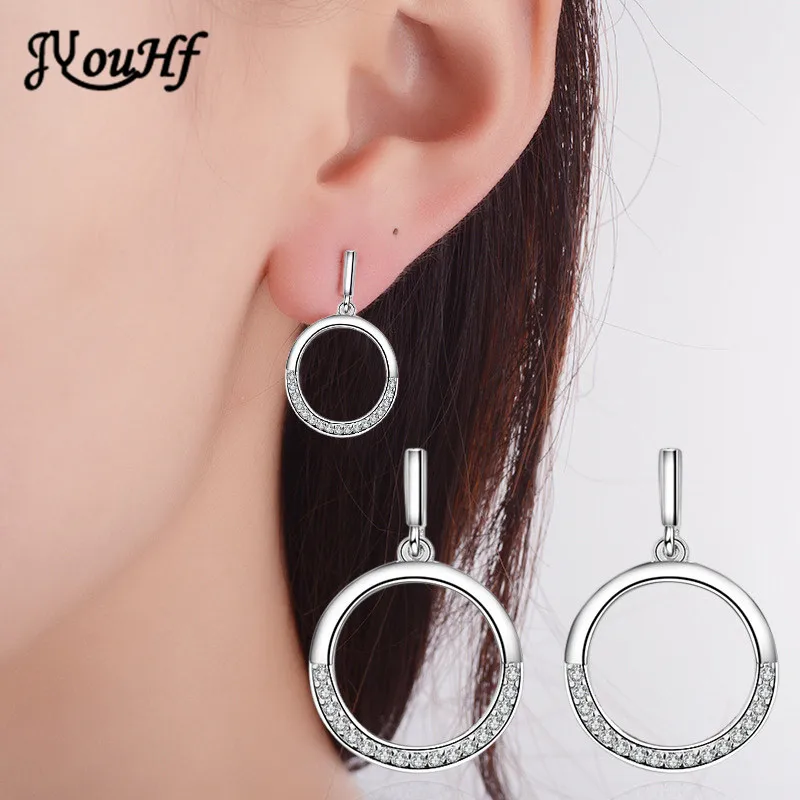 

JYouHF Brand 2017 New 925 Sterling Silver Stud Earrings Women Elegant CZ Zirconia Circle Round Wedding Party Earrings Wholesale
