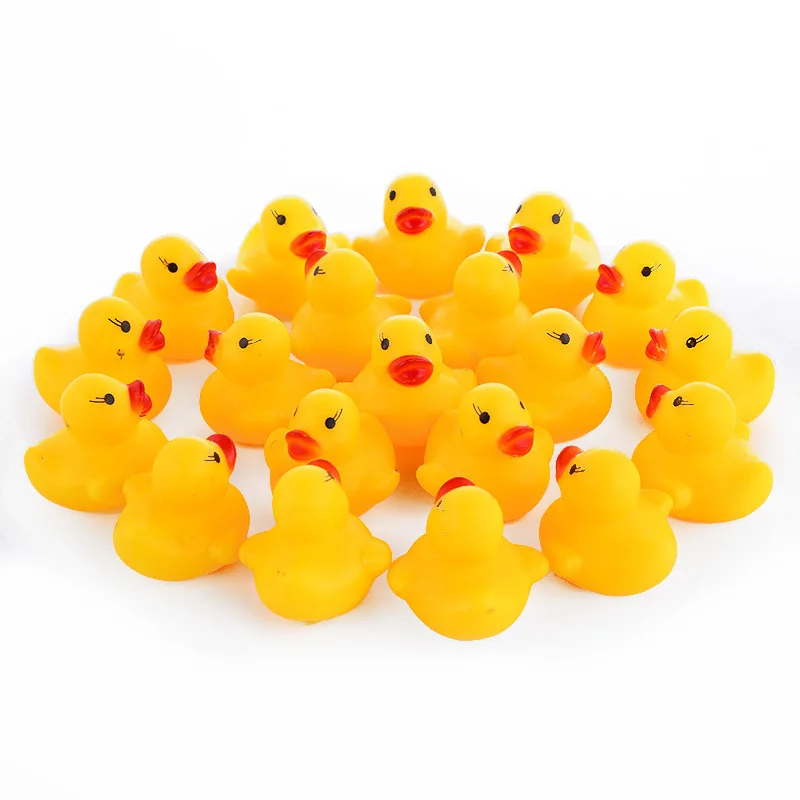 

100 Pcs/lot Kawaii Baby Floating Squeaky Rubber Ducks Kids Bath Toys for Children Boys Girls Water Swimming Pool Fun Playing Toy