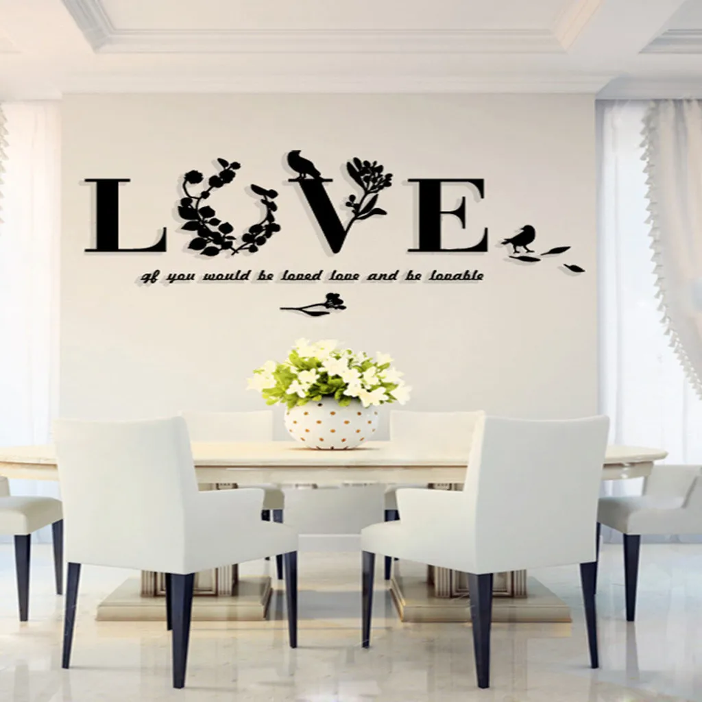 Wall Sticker 3D Modern Stickers Acrylic Art DIY For Shop Office Home Cafe Hotel Decor BedRoom