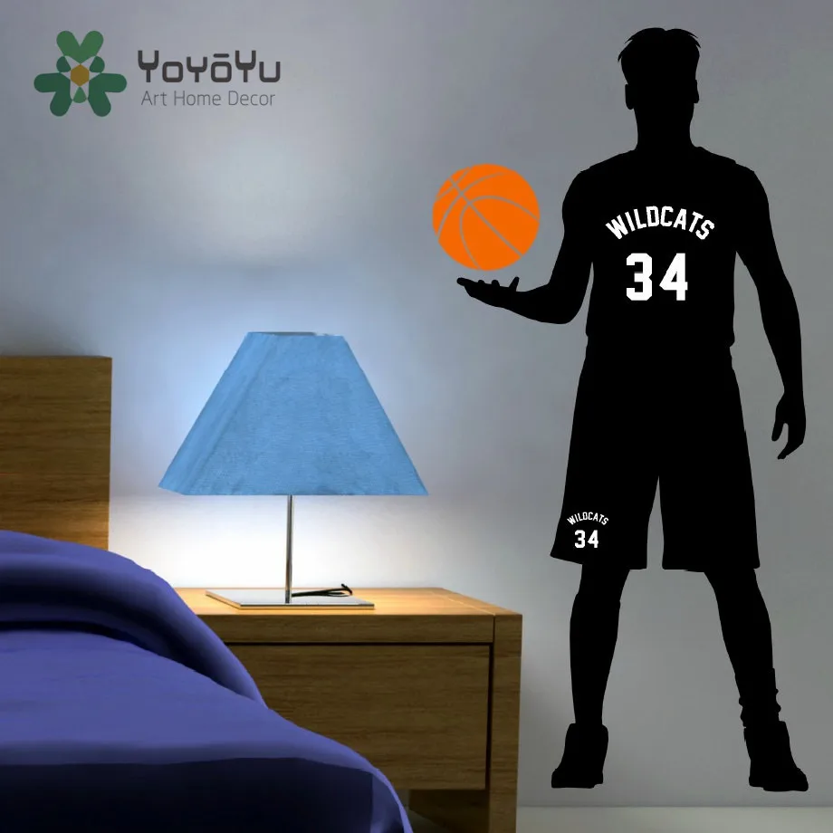 

Wall Decal Sports Basketball Player with Ball Decals Personalized Name& Number on Jersery Kids Boys Room Art Sticker NY-26