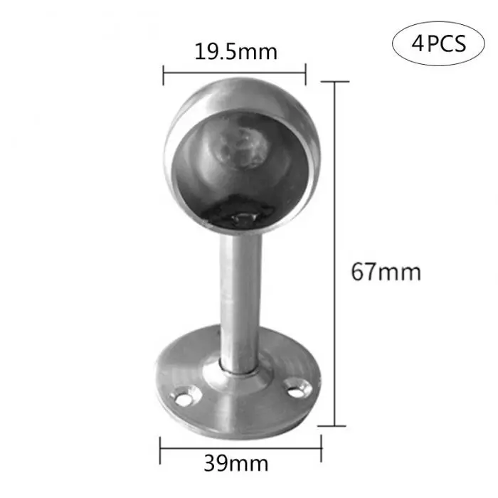 High 4 Pcs Shower Curtain Closet Rod Holder Pipe Flange Socket Ceiling Mount Bracket Stainless Steel LG66