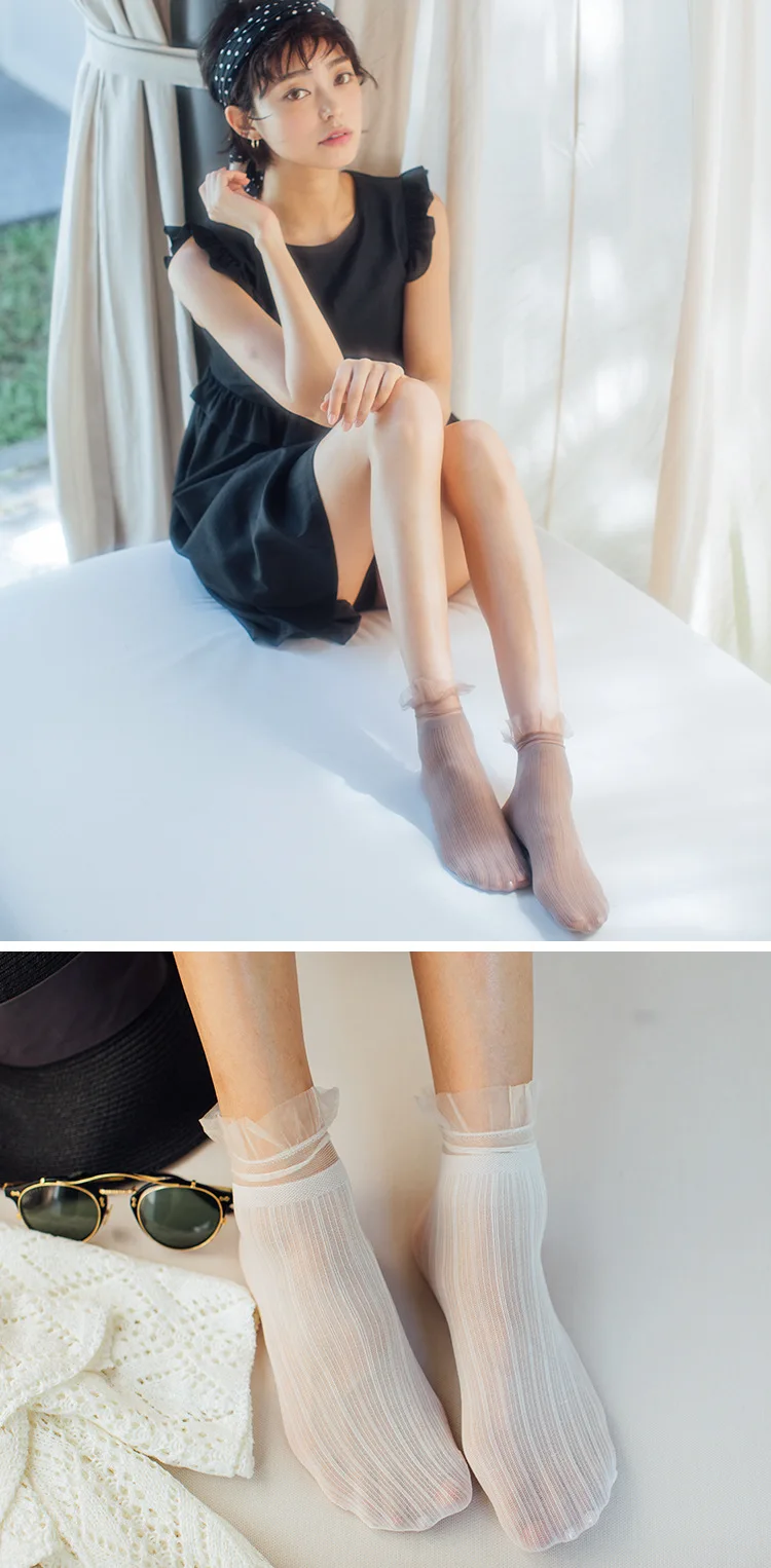 Women's Fabulous Mesh Thin Long Socks-Model5