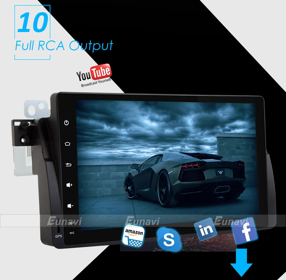 Flash Deal Eunavi 1 Din Car Multimedia Player Car Radio GPS Android 7.1.1 2 Din OBD2 Bluetooth For BMW/E46/M3/MG/ZT/Rover 75 15