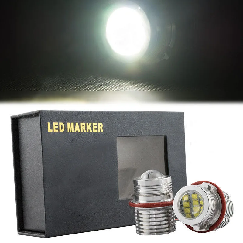 

Mayitr Professional 2 X 60W LED Angel Eye Halo Ring Marker Light Bulb Error Free for BMW E39 E60 E63 E53 White Lamp 6000K