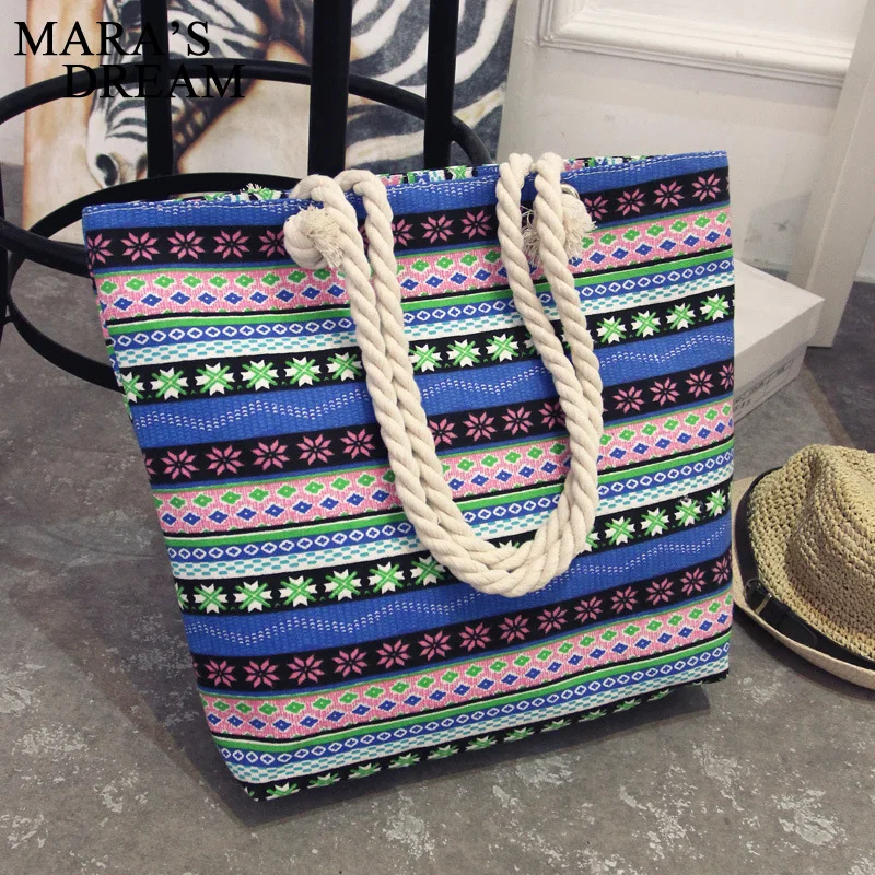 Mara's Dream 2020 Women Bag Floral Large Capacity Tote Canvas Shoulder Bag Striped Waves Beach Bags Casual Tote Pouch Feminina Mara's Dream 2020 Women Bag Floral Large Capacity Tote Canvas Shoulder Bag Striped Waves Beach Bags Casual Tote Pouch Feminina