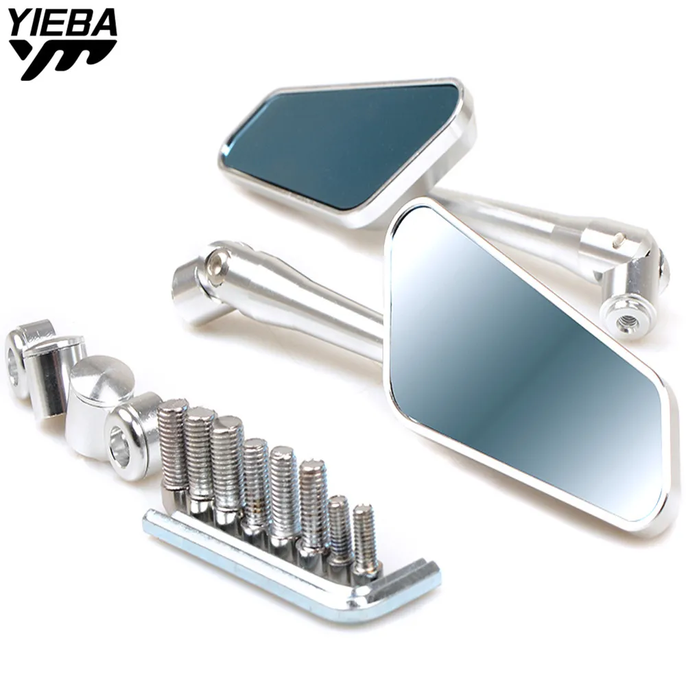 CNC Aluminum Motorcycle Rearview Mirrors Blue Glass Rear View Side Mirror For ducati monster 696 2009-2014 Suzuki GSX-R600 04-16