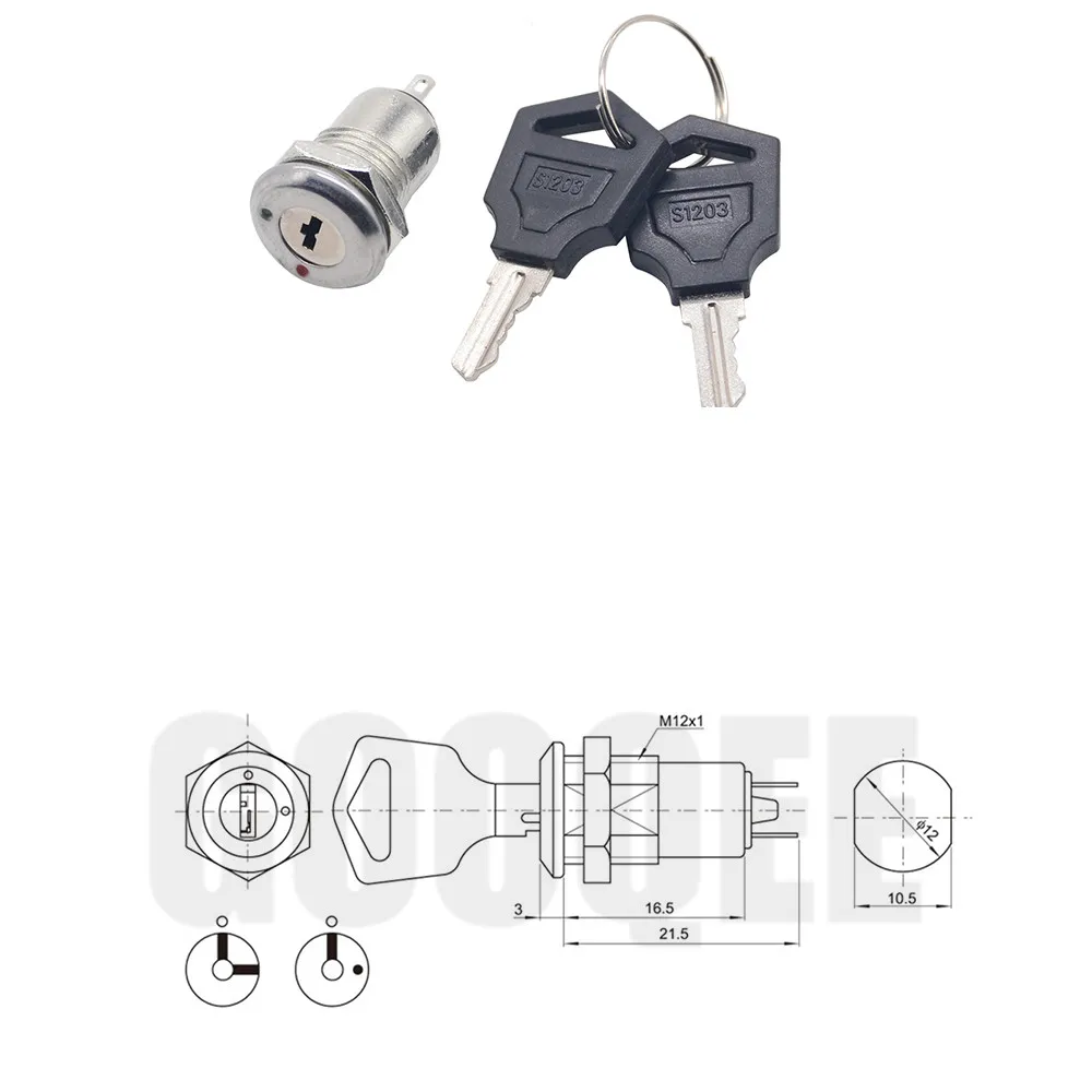 12 мм цинковый сплав электронный переключатель с ключом включения выключения блокировки телефона безопасности выключатель питания трубчатые Клеммы+ 2 ключа 2 положения