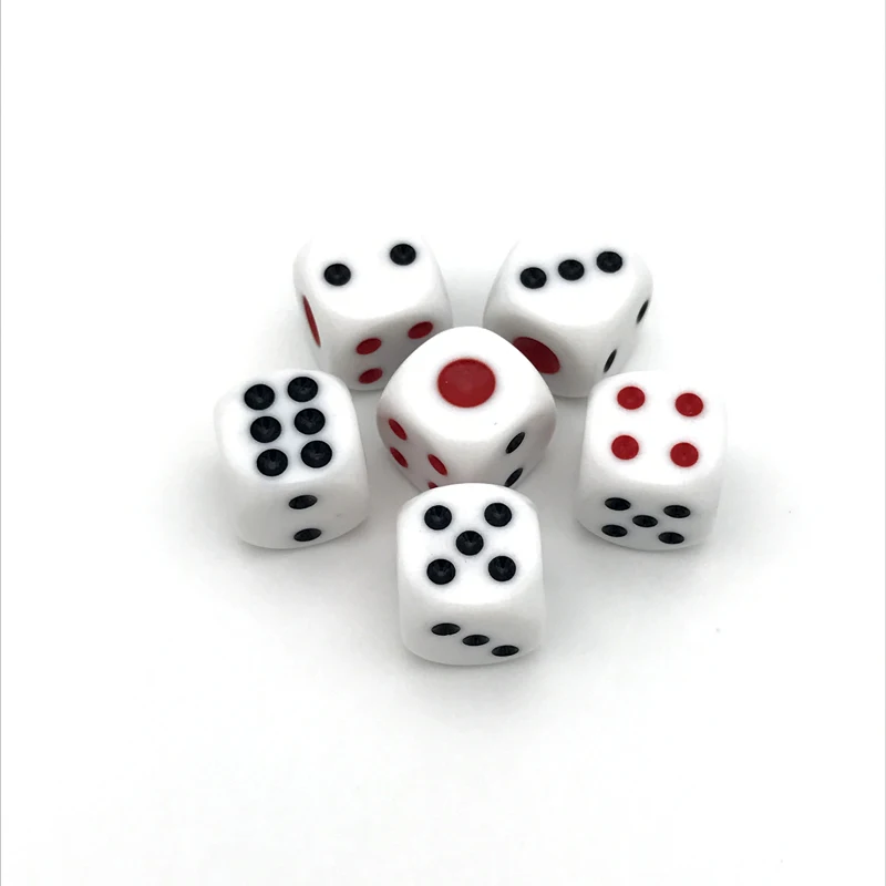 New 20Pcs/Lot High-quality 16mm Drinking Dice Red and Black Dots Rounded Corner White Dice entertainment game Dedicated qenueson New 20Pcs/Lot High-quality 16mm Drinking Dice Red and Black Dots Rounded Corner White Dice entertainment game Dedicated qenueson