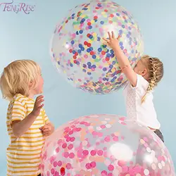 FENGRISE 36 Inches Giant Big Balloons Clear Transparent Confetti Birthday Ballon Bridal Shower Birthday Party Decorations Kids  шары воздушные воздушные шары