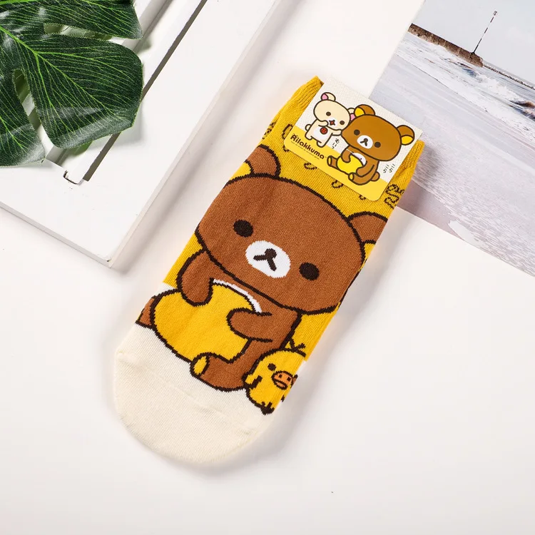 Rilakkuma/носки с рисунками животных модные милые женские носки с забавным счастливым принтом весенне-Летние Удобные Дышащие Короткие хлопковые носки - Цвет: 1