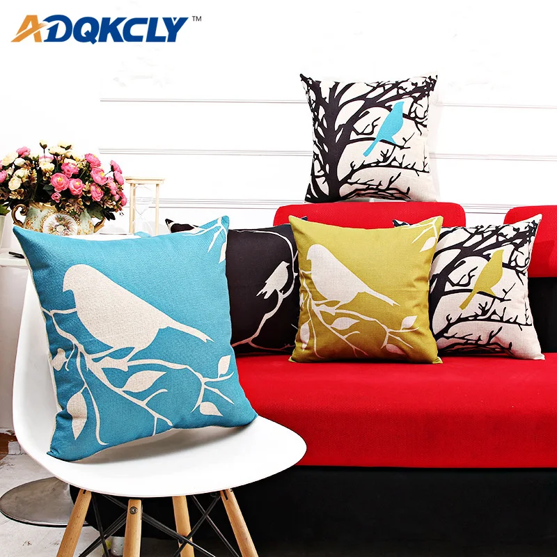 ADQKCLY American Style Cushion Cover Printing Birds