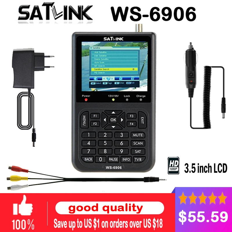 

[Genuine] Satlink WS-6906 3.5" DVB-S FTA digital satellite meter satellite finder ws 6906 satlink ws6906 pk V8 Finder