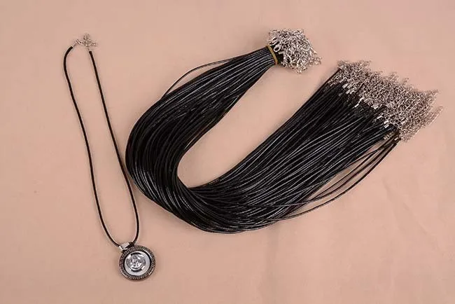 Черное кожаное ожерелье шнур для бисероплетения веревка провод 45 см