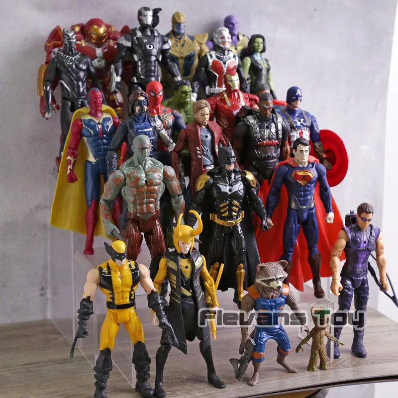 Marvel DC Comics Super Heroes Thanos Iron Man Captain America Black Panther Superman Wolverine PVC